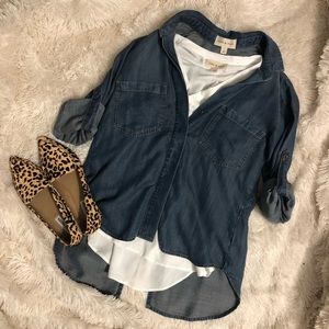 Anthropologie Cloth & Stone chambray denim shirt